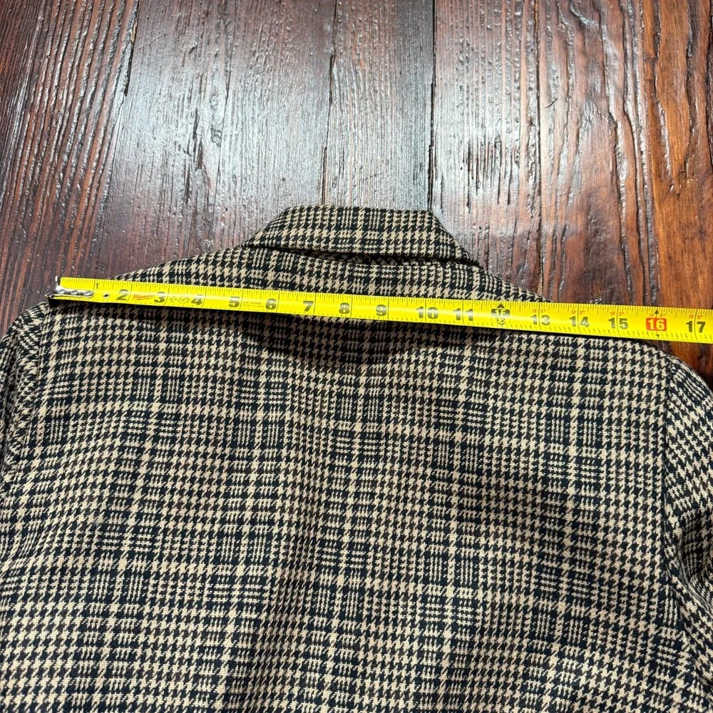 Vintage Sag Harbor Blazer Womens 14 Brown Black Houndstooth Academia Wool Grunge